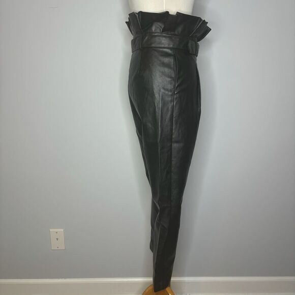 Nasty Gal- Black Faux Leather Pants w/ Belt - Picture 4 of 4